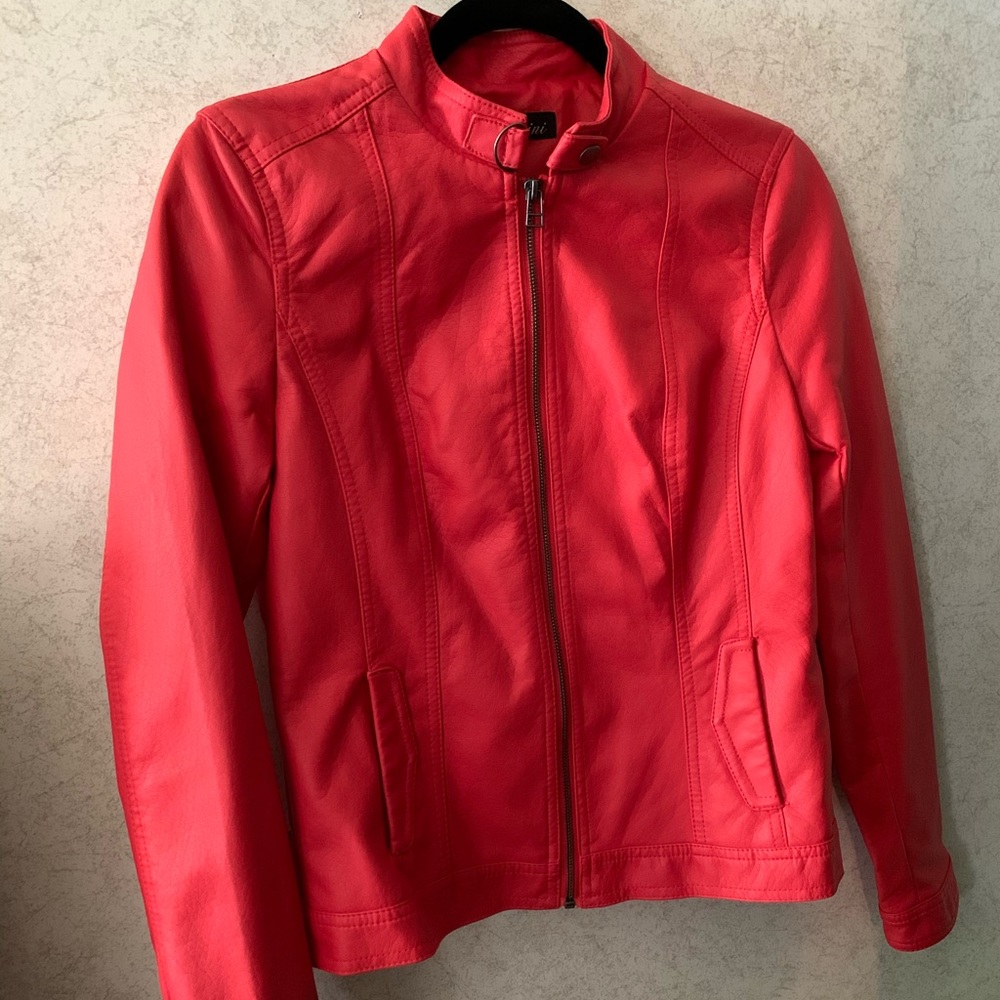 Orange/Red Faux Leather Jacket